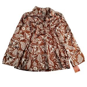 Latino Heritage Month Shirt Womens Small Brown Floral Button Blouse Target NWT
